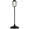Лампа с беспроводной зарядкой Bright Helper, черная с нанесением логотипа