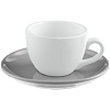 Чайная пара Cozy Morning, белая с серым с нанесением логотипа
