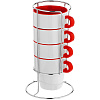 Набор кружек Inset с подставкой, красный с нанесением логотипа