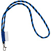 Шнурок для бейджа Tube Long, черный с синим с нанесением логотипа