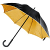 Зонт-трость Downtown, черный с золотистым с нанесением логотипа