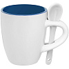 Кофейная кружка Pairy с ложкой, синяя с белой с нанесением логотипа