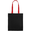 Холщовая сумка BrighTone, черная с красными ручками с нанесением логотипа