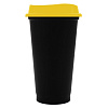 Стакан с крышкой Color Cap Black, черный с желтым с нанесением логотипа