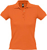 Рубашка поло женская PEOPLE 210, оранжевая с нанесением логотипа