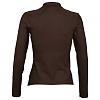 Рубашка поло женская с длинным рукавом Podium 210 шоколадно-коричневая с нанесением логотипа