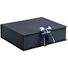 Коробка на лентах Tie Up, синяя с нанесением логотипа