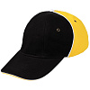 Бейсболка Unit Smart, черная со светло-желтым с нанесением логотипа