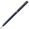 Ручка шариковая Hotel Gold, ver.2, матовая синяя с нанесением логотипа
