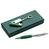 Набор Notes: ручка и флешка 8 Гб, зеленый с нанесением логотипа