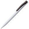 Ручка шариковая Pin, белая с черным с нанесением логотипа
