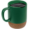 Кружка с пробковой подставкой Corky Walk, зеленая с нанесением логотипа