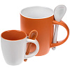 Кофейная кружка Pairy с ложкой, оранжевая с белой с нанесением логотипа