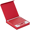 Коробка Memoria под ежедневник, аккумулятор и ручку, красная с нанесением логотипа