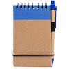 Блокнот на кольцах Eco Note с ручкой, синий с нанесением логотипа