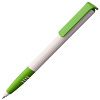 Ручка шариковая Senator Super Soft, белая с зеленым с нанесением логотипа