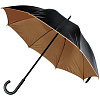 Зонт-трость Downtown, черный с коричневым с нанесением логотипа