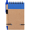 Блокнот на кольцах Eco Note с ручкой, синий с нанесением логотипа