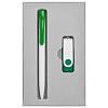 Набор Twist White, белый с зеленым, 8 Гб с нанесением логотипа