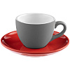 Чайная пара Cozy Morning, серая с красным с нанесением логотипа