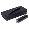 Набор Couple: аккумулятор и ручка, черный с нанесением логотипа