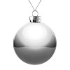 Елочный шар Finery Gloss, 10 см, глянцевый серебристый с нанесением логотипа