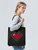 Холщовая сумка Pixel Heart, черная с нанесением логотипа