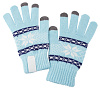 Сенсорные перчатки Snowflake, голубые с нанесением логотипа