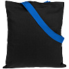 Холщовая сумка BrighTone, черная с ярко-синими ручками с нанесением логотипа