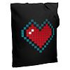 Холщовая сумка Pixel Heart, черная с нанесением логотипа