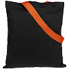 Холщовая сумка BrighTone, черная с оранжевыми ручками с нанесением логотипа