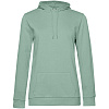 Толстовка с капюшоном женская Hoodie, серо-зеленая с нанесением логотипа