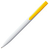Ручка шариковая Pin, белая с желтым с нанесением логотипа