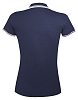 Рубашка поло женская PASADENA WOMEN 200 с контрастной отделкой, темно-синяя с белым с нанесением логотипа