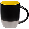 Кружка-хамелеон Melty с ложкой, черная с желтым с нанесением логотипа