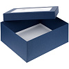 Коробка Teaser с окошком, скандинавский синий с нанесением логотипа