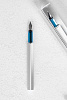 Ручка перьевая PF One, серебристая с синим с нанесением логотипа