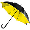 Зонт-трость с двойным куполом, черный с желтым с нанесением логотипа