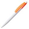 Ручка шариковая Bento, белая с оранжевым с нанесением логотипа
