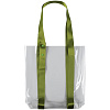Шопер Clear Fest, прозрачный с зелеными ручками с нанесением логотипа