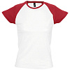 Футболка женская MILKY 150, белая с красным с нанесением логотипа