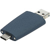 Флешка Pebble Universal, USB 3.0, серо-синяя, 32 Гб с нанесением логотипа
