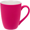 Кружка Good Morning с покрытием софт-тач, ярко-розовая (фуксия) с нанесением логотипа