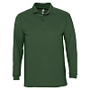 Рубашка поло мужская с длинным рукавом Winter II 210 темно-зеленая с нанесением логотипа