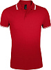 Рубашка поло мужская PASADENA MEN 200 с контрастной отделкой, красная с белым с нанесением логотипа