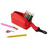 Набор Hobby с цветными карандашами и точилкой, красный с нанесением логотипа