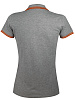 Рубашка поло женская PASADENA WOMEN 200 с контрастной отделкой, серый меланж c оранжевым с нанесением логотипа