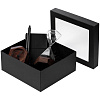 Коробка Teaser с окошком, черная с нанесением логотипа