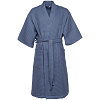 Халат вафельный мужской Boho Kimono, синий с нанесением логотипа