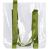 Шопер Clear Fest, прозрачный с зелеными ручками с нанесением логотипа